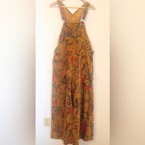 Turmeric Velvet Floral Patterned Overalls